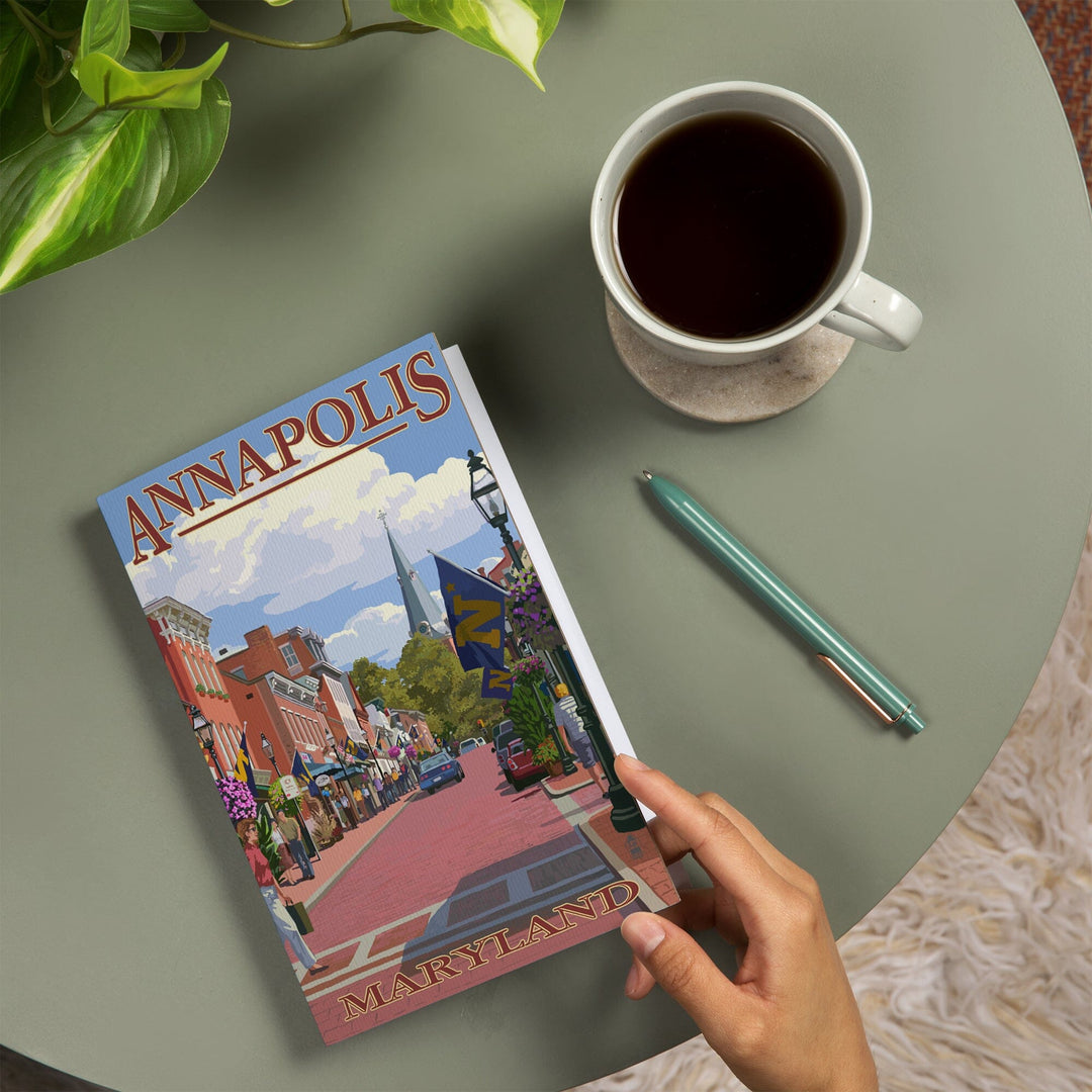 Lined 6x9 Journal, Annapolis, Maryland, Street View, Lay Flat, 193 Pages, FSC paper Home Lantern Press