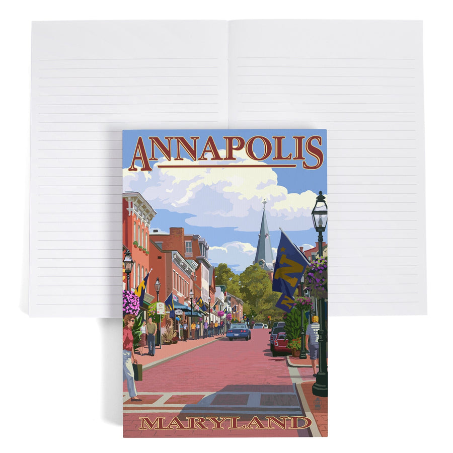 Lined 6x9 Journal, Annapolis, Maryland, Street View, Lay Flat, 193 Pages, FSC paper Home Lantern Press