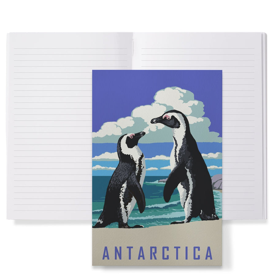 Lined 6x9 Journal, Antarctica, Two Black-Footed Penguins, Lay Flat, 193 Pages, FSC paper Home Lantern Press