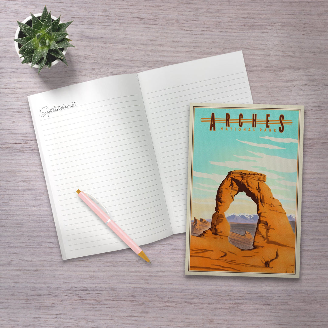 Lined 6x9 Journal, Arches National Park, Lithograph, Lay Flat, 193 Pages, FSC paper Home Lantern Press