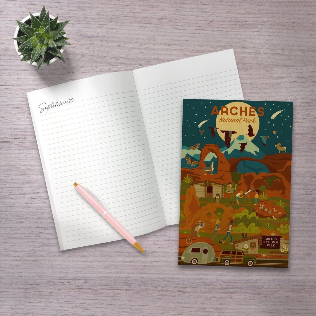 Lined 6x9 Journal, Arches National Park, Utah, Geometric National Park Series, Night Scene, Lay Flat, 193 Pages, FSC paper Home Lantern Press