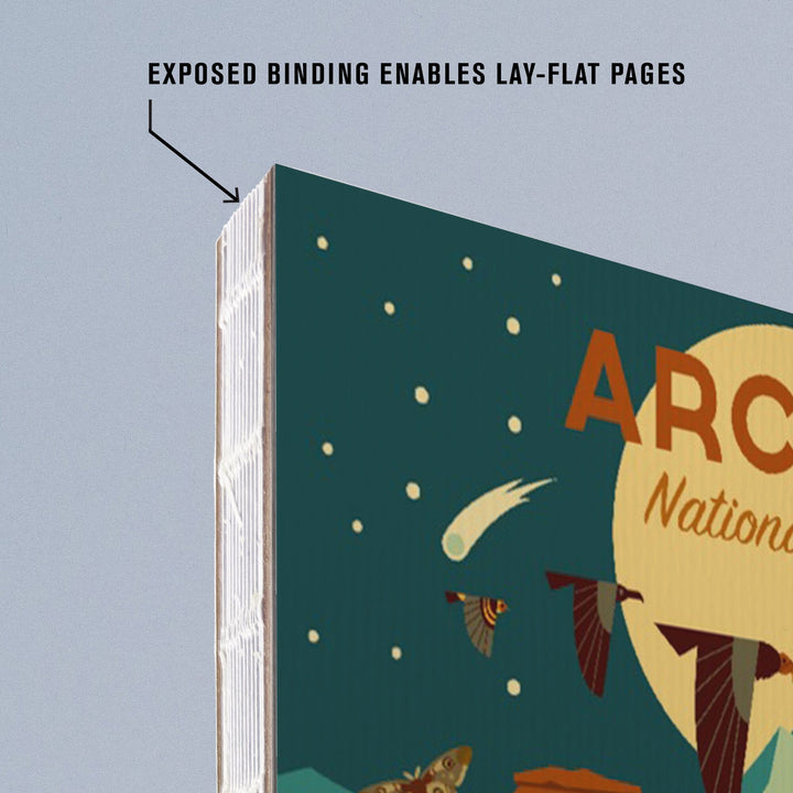 Lined 6x9 Journal, Arches National Park, Utah, Geometric National Park Series, Night Scene, Lay Flat, 193 Pages, FSC paper Home Lantern Press