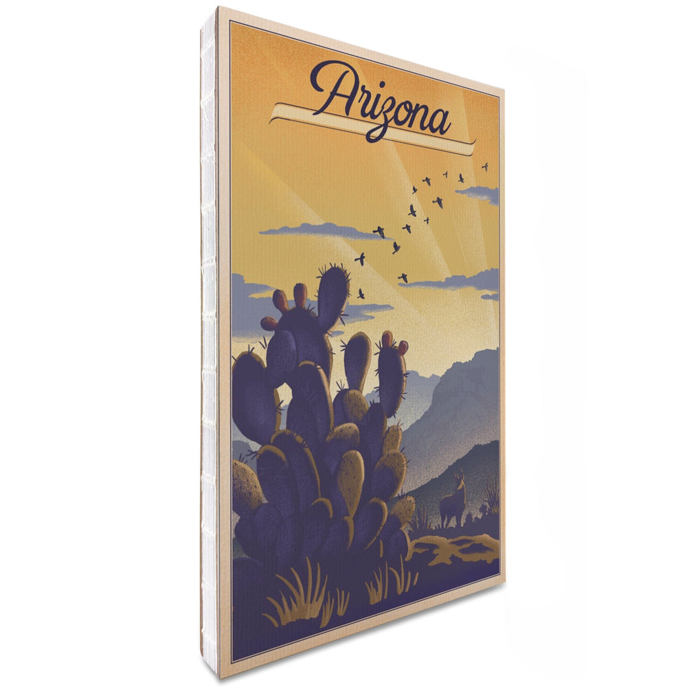 Lined 6x9 Journal, Arizona, Cactus and Desert Scene, Lithograph, Lay Flat, 193 Pages, FSC paper Home Lantern Press