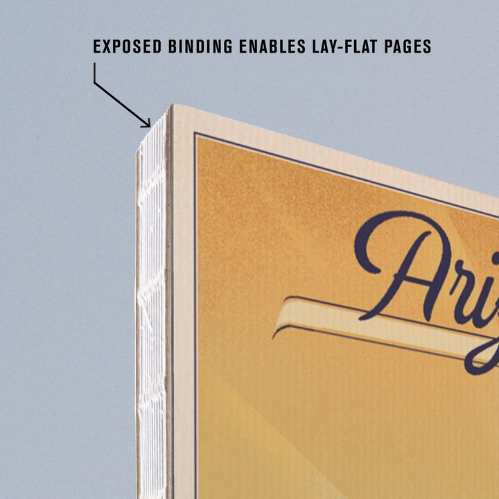 Lined 6x9 Journal, Arizona, Cactus and Desert Scene, Lithograph, Lay Flat, 193 Pages, FSC paper Home Lantern Press