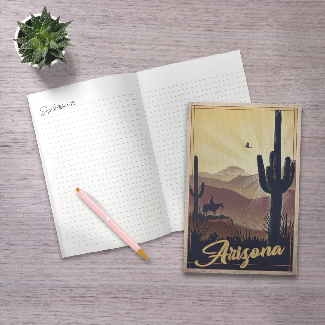 Lined 6x9 Journal, Arizona, Desert Scene, Lithograph, Lay Flat, 193 Pages, FSC paper Home Lantern Press