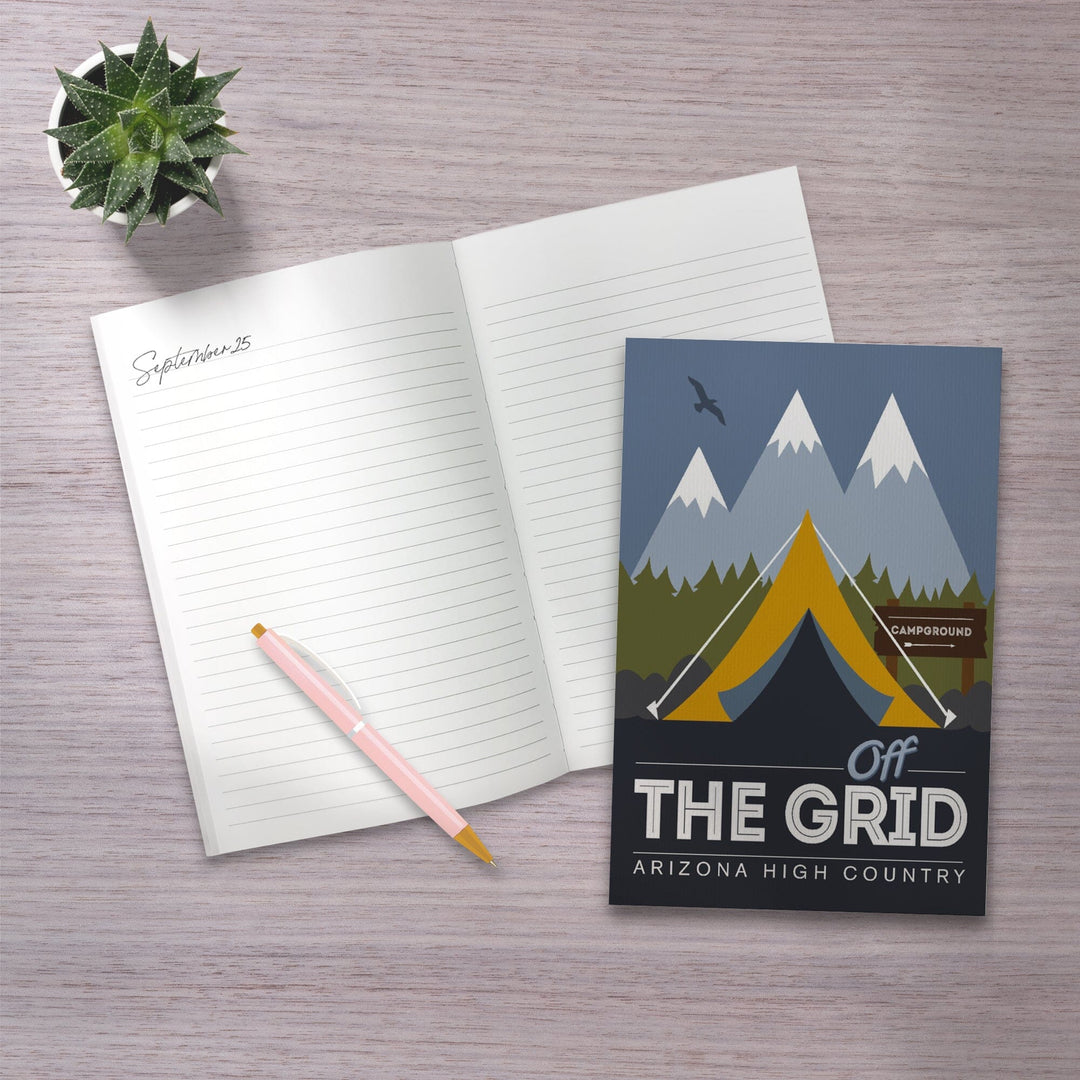 Lined 6x9 Journal, Arizona High Country, Off the Grid, Tent, Vector, Lay Flat, 193 Pages, FSC paper Home Lantern Press