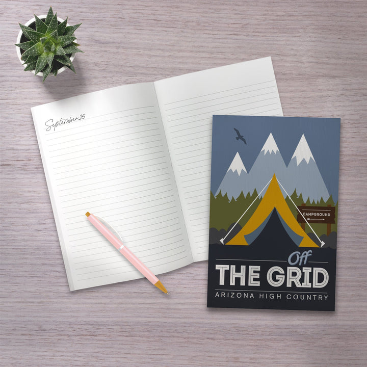 Lined 6x9 Journal, Arizona High Country, Off the Grid, Tent, Vector, Lay Flat, 193 Pages, FSC paper Home Lantern Press