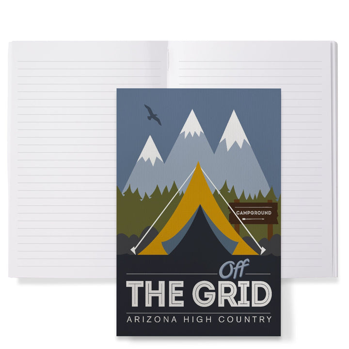 Lined 6x9 Journal, Arizona High Country, Off the Grid, Tent, Vector, Lay Flat, 193 Pages, FSC paper Home Lantern Press