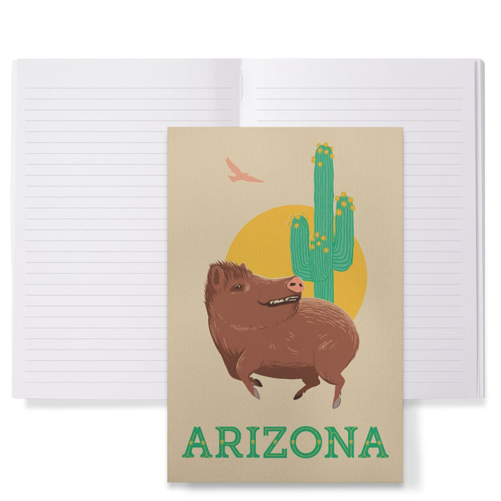 Lined 6x9 Journal, Arizona, Javelina, Lay Flat, 193 Pages, FSC paper Home Lantern Press