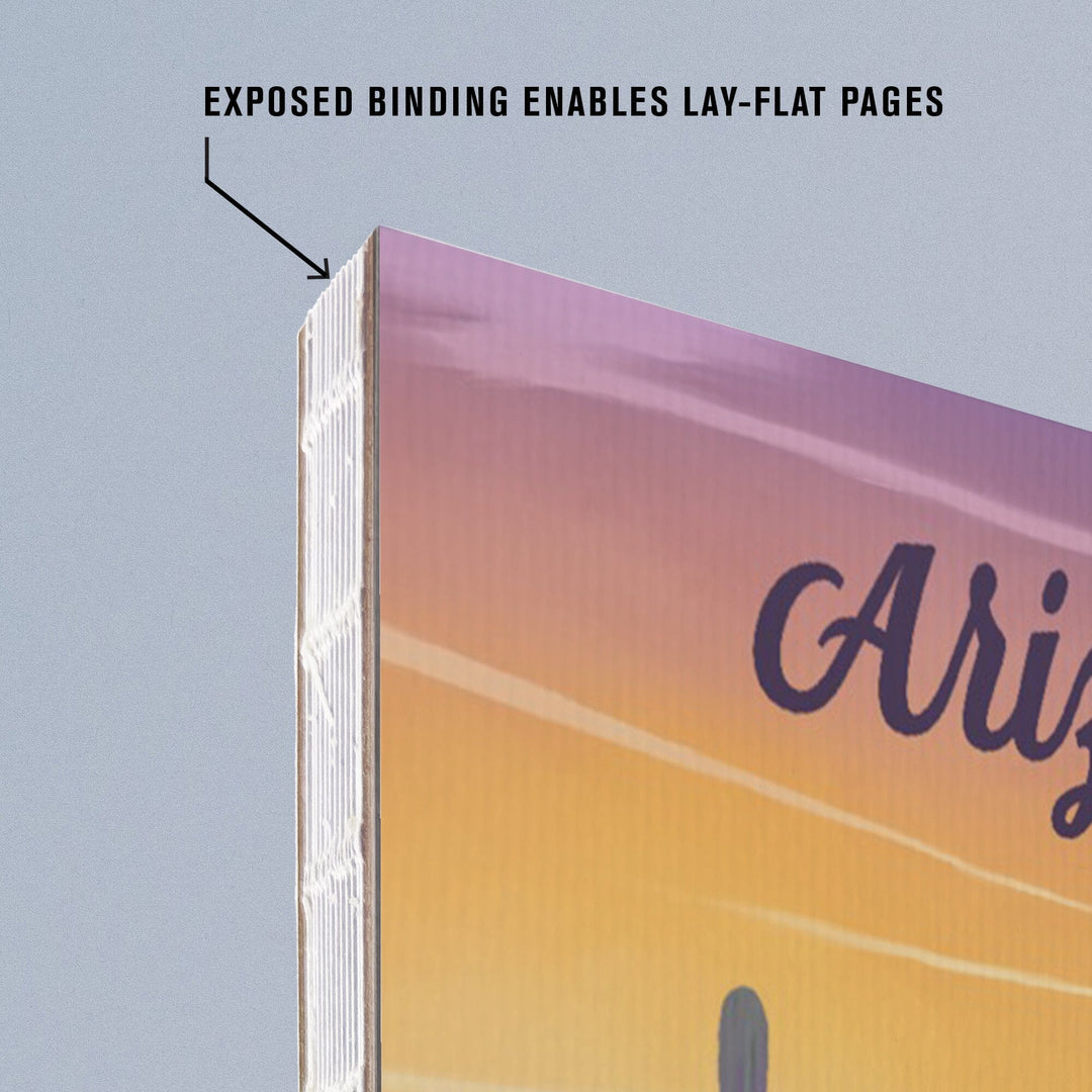 Lined 6x9 Journal, Arizona, Oil Painting, Cactus and Golden Sunset, Lay Flat, 193 Pages, FSC paper Home Lantern Press