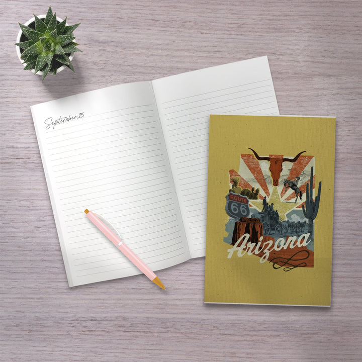 Lined 6x9 Journal, Arizona, Photomontage, State Series, Lay Flat, 193 Pages, FSC paper Home Lantern Press