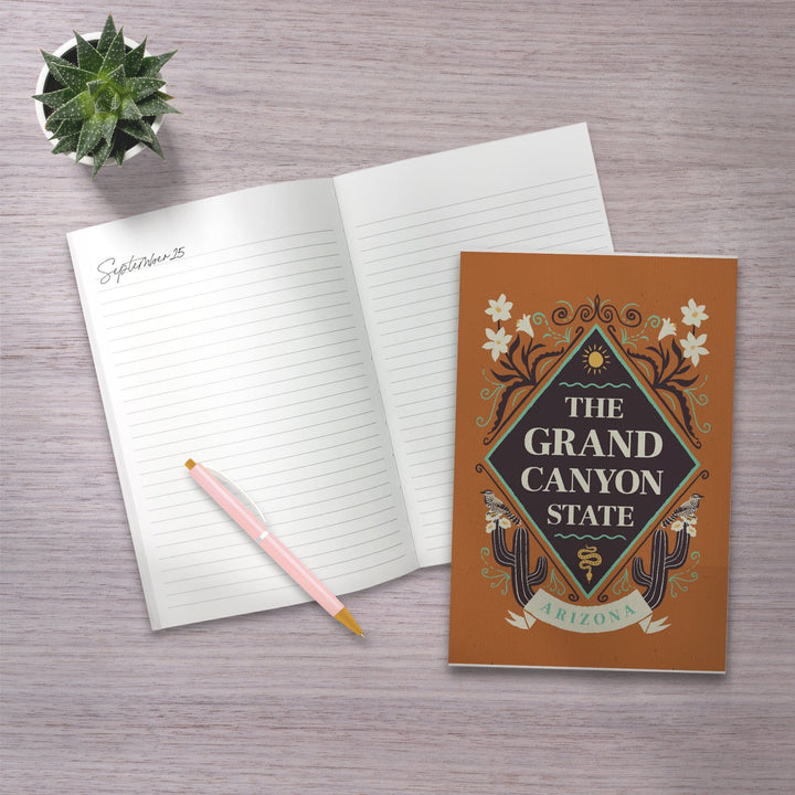 Lined 6x9 Journal, Arizona, State Motto Crest, State Series, Lay Flat, 193 Pages, FSC paper Home Lantern Press