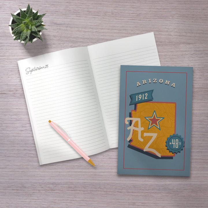 Lined 6x9 Journal, Arizona, Statehood, State Series, Lay Flat, 193 Pages, FSC paper Home Lantern Press