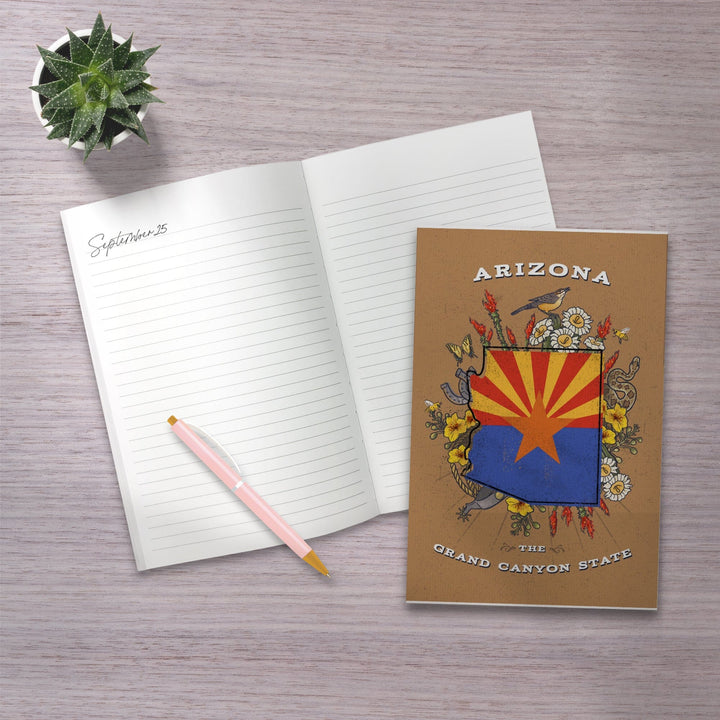 Lined 6x9 Journal, Arizona, Treasure Trove, State Series, Lay Flat, 193 Pages, FSC paper Home Lantern Press