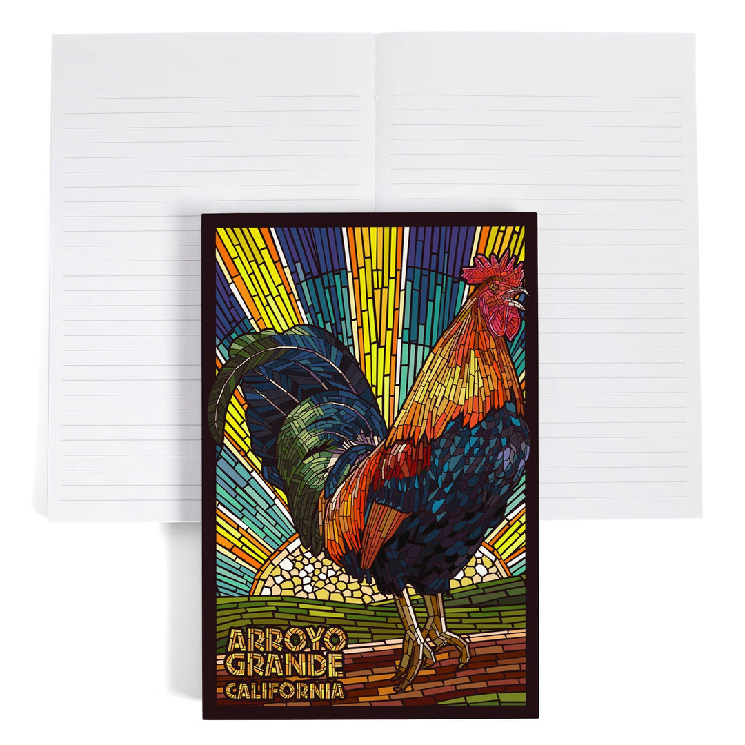 Lined 6x9 Journal, Arroyo Grande, California, Rooster Mosaic, Lay Flat, 193 Pages, FSC paper Home Lantern Press