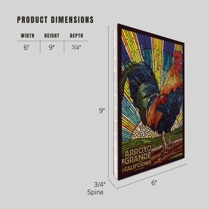 Lined 6x9 Journal, Arroyo Grande, California, Rooster Mosaic, Lay Flat, 193 Pages, FSC paper Home Lantern Press