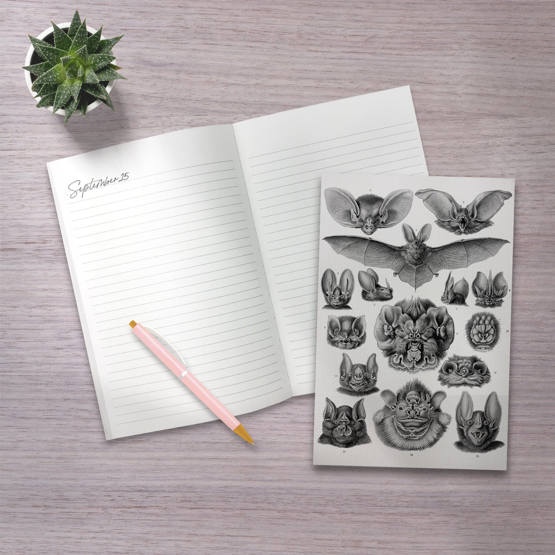 Lined 6x9 Journal, Art Forms of Nature, Chiroptera (Bats), Ernst Haeckel Artwork, Lay Flat, 193 Pages, FSC paper Home Lantern Press