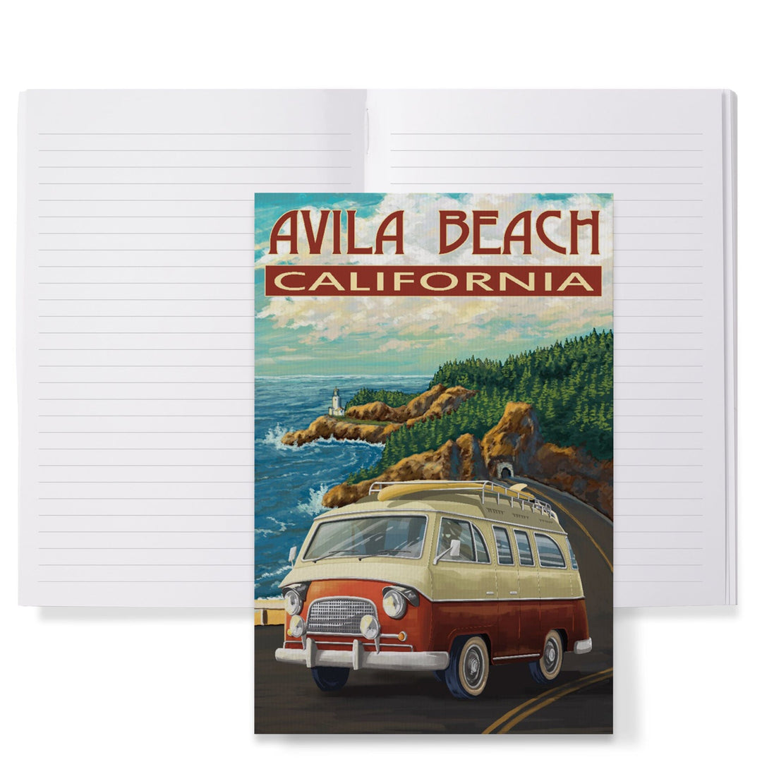 Lined 6x9 Journal, Avila Beach, California, Camper Van, Coastal, Lay Flat, 193 Pages, FSC paper Home Lantern Press