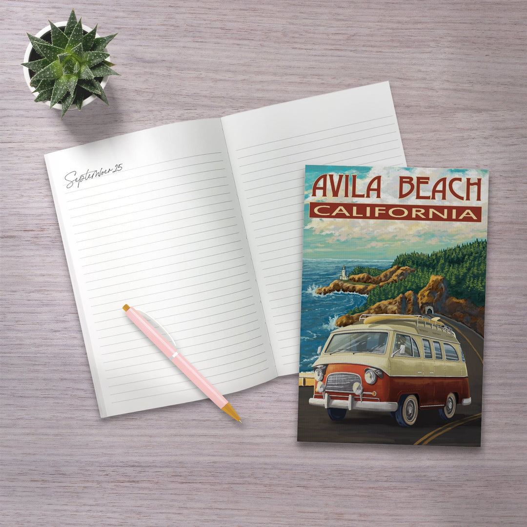 Lined 6x9 Journal, Avila Beach, California, Camper Van, Coastal, Lay Flat, 193 Pages, FSC paper Home Lantern Press