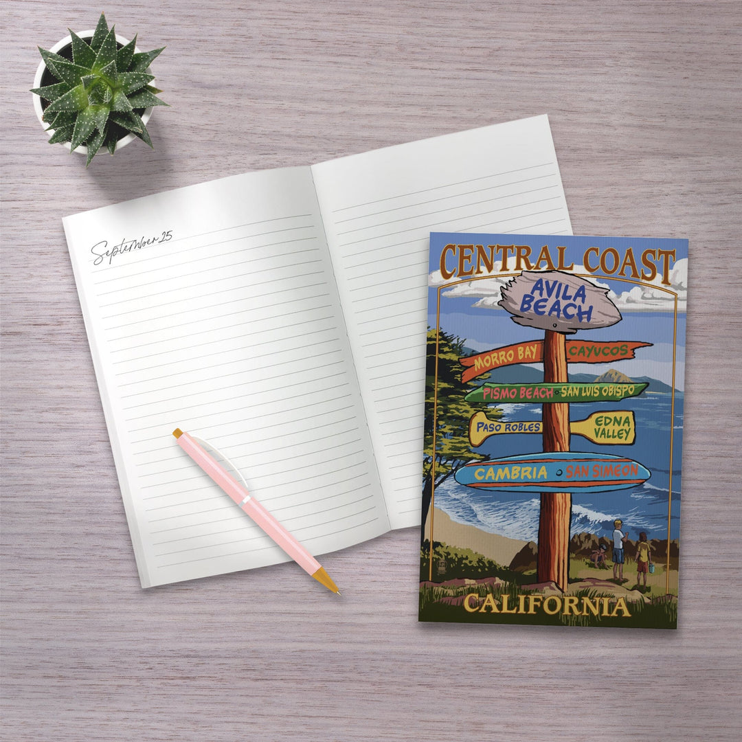 Lined 6x9 Journal, Avila Beach, California, Destination Signpost, Lay Flat, 193 Pages, FSC paper Home Lantern Press