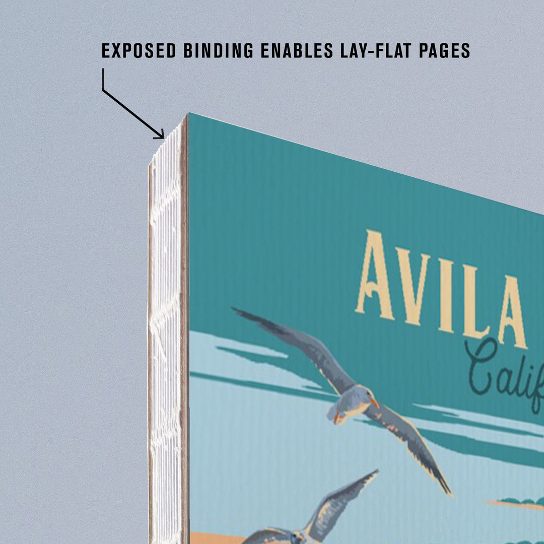Lined 6x9 Journal, Avila Beach, California, Painterly, Beach Pier, Lay Flat, 193 Pages, FSC paper Home Lantern Press