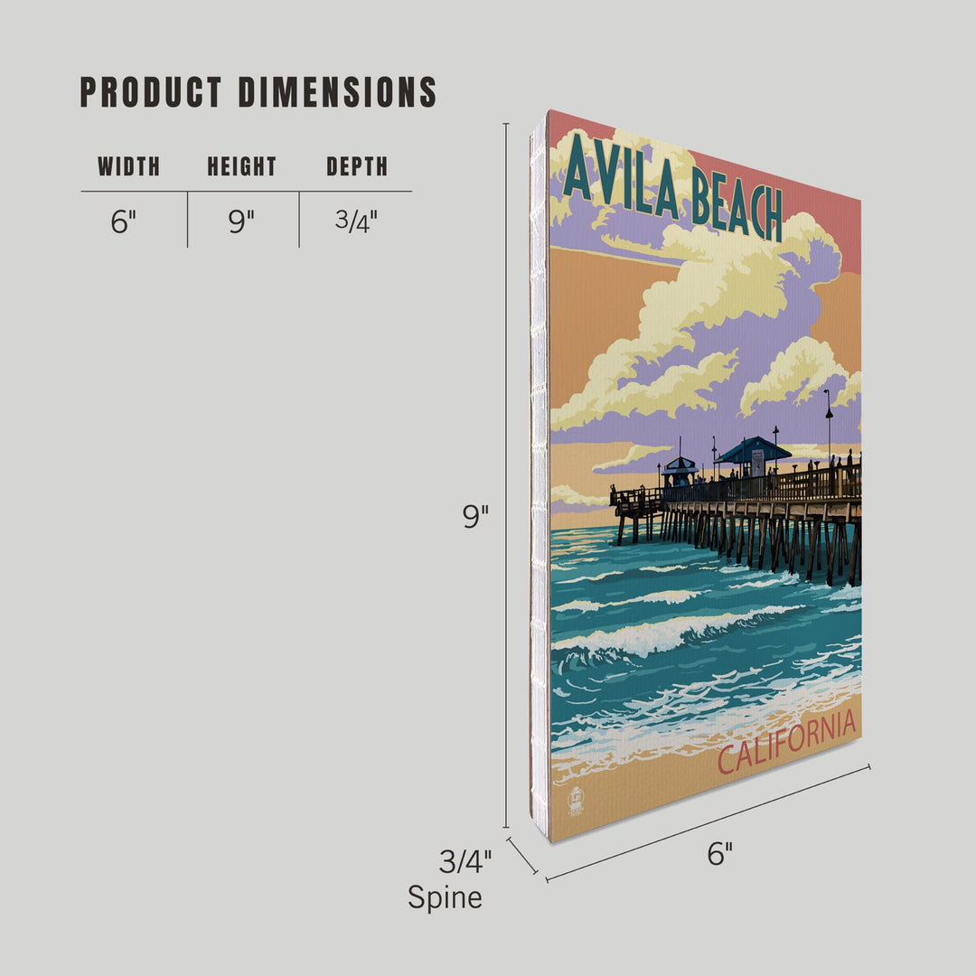 Lined 6x9 Journal, Avila Beach, California, Pier Sunset, Lay Flat, 193 Pages, FSC paper Home Lantern Press