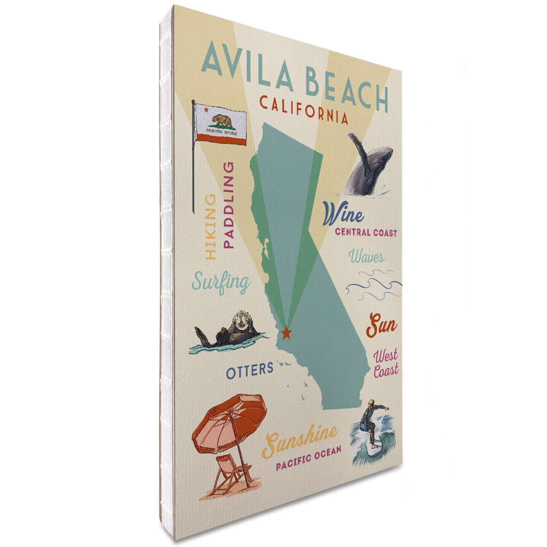 Lined 6x9 Journal, Avila Beach, California, Typography and Icons, Lay Flat, 193 Pages, FSC paper Home Lantern Press