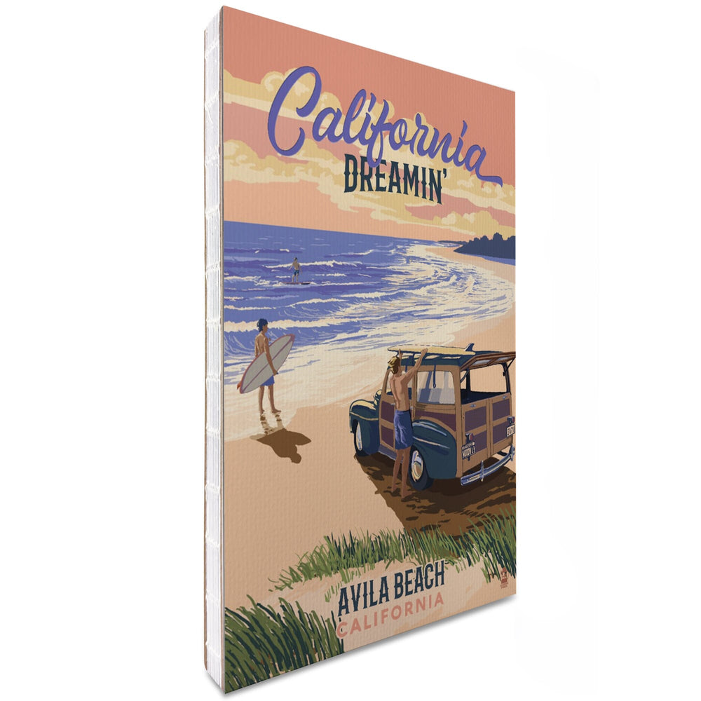 Lined 6x9 Journal, Avila Beach, California, Woody on Beach, California Dreamin, Lay Flat, 193 Pages, FSC paper Home Lantern Press