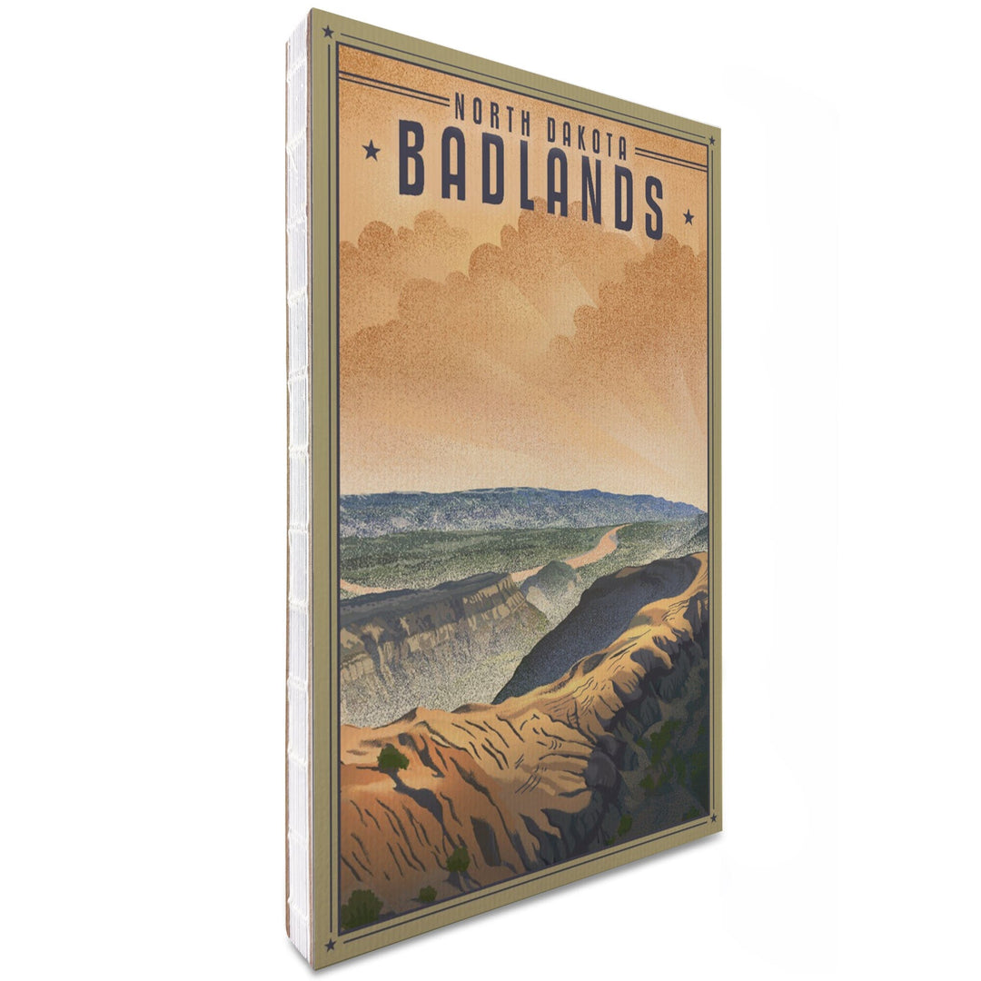 Lined 6x9 Journal, Badlands, North Dakota, Lithograph National Park Series, Lay Flat, 193 Pages, FSC paper Home Lantern Press