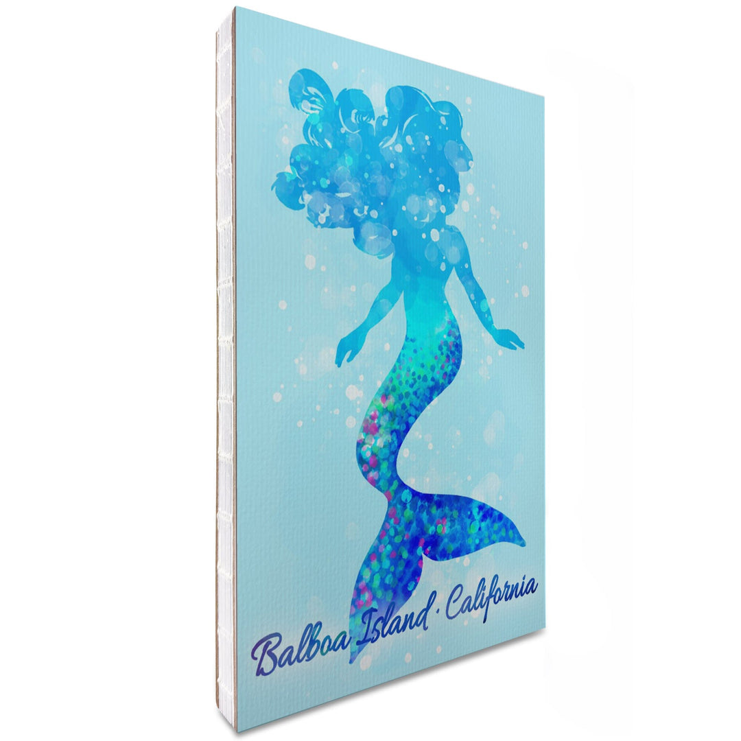 Lined 6x9 Journal, Balboa Island, California, Silhouette Mermaid, Light Blue Background, Lay Flat, 193 Pages, FSC paper Home Lantern Press