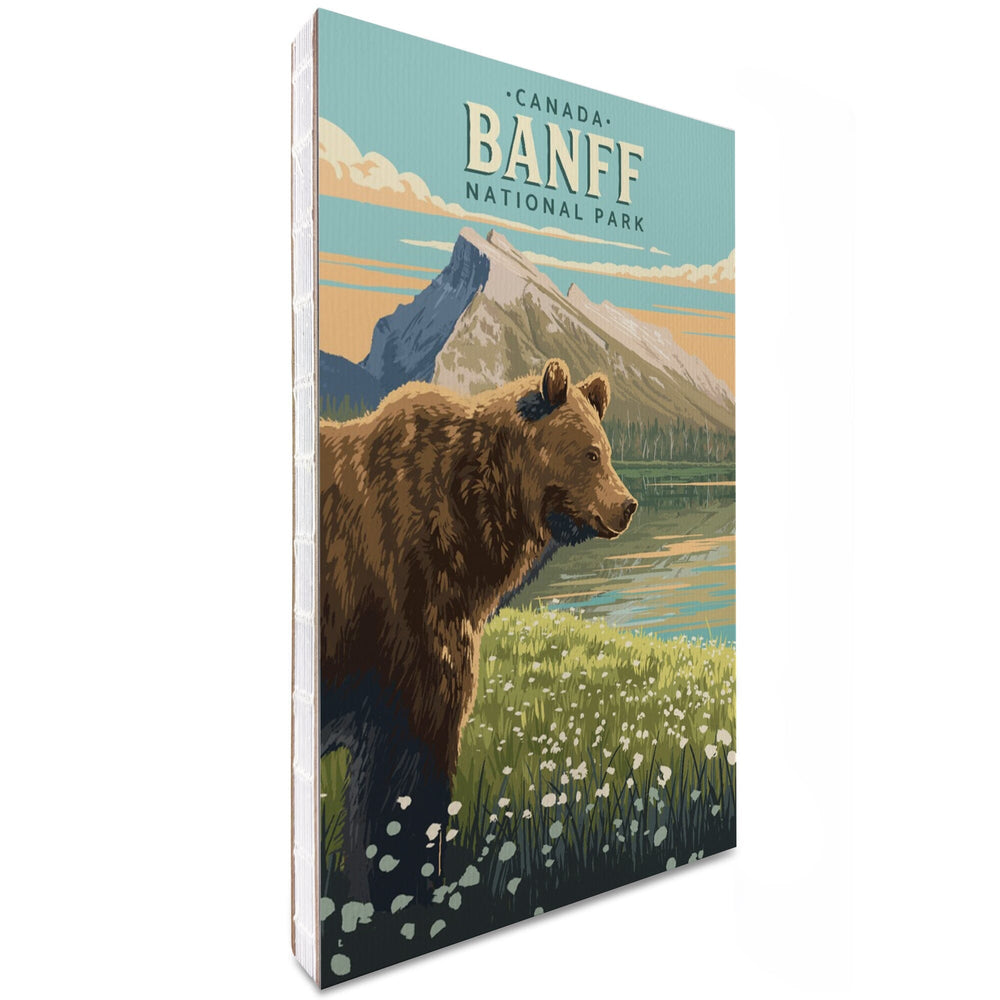 Lined 6x9 Journal, Banff National Park, Canada, Mount Rundle and Bear, Painterly, Lay Flat, 193 Pages, FSC paper Home Lantern Press