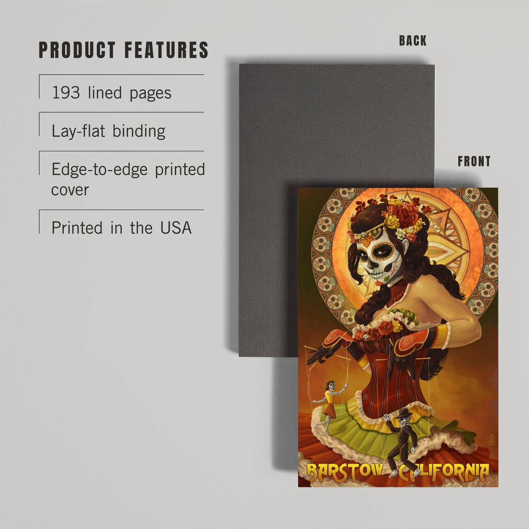 Lined 6x9 Journal, Barstow, California, Day of the Dead Marionettes, Lay Flat, 193 Pages, FSC paper Home Lantern Press