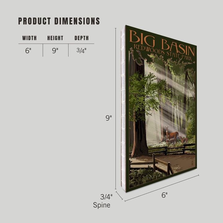 Lined 6x9 Journal, Big Basin Redwoods Park, California, Deer and Fawns, Lay Flat, 193 Pages, FSC paper Home Lantern Press