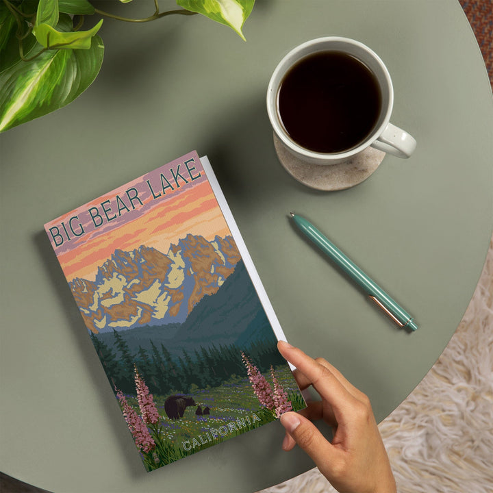 Lined 6x9 Journal, Big Bear Lake, California, Bear and Spring Flowers, Lay Flat, 193 Pages, FSC paper Home Lantern Press