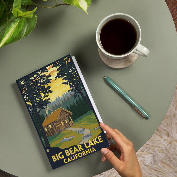 Lined 6x9 Journal, Big Bear Lake, California, Cabin in the Woods, Lay Flat, 193 Pages, FSC paper Home Lantern Press