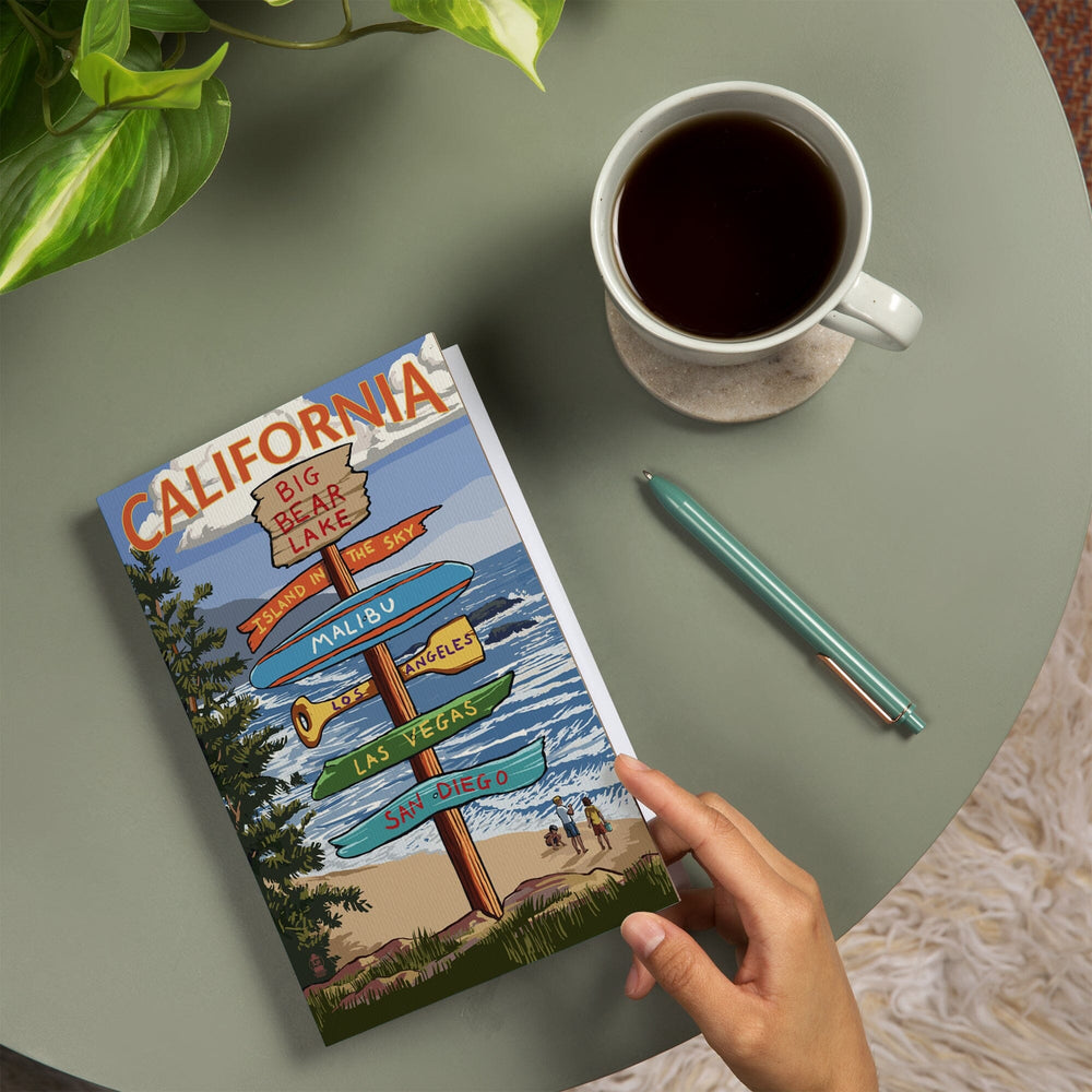 Lined 6x9 Journal, Big Bear Lake, California, Destination Signpost, Lay Flat, 193 Pages, FSC paper Home Lantern Press