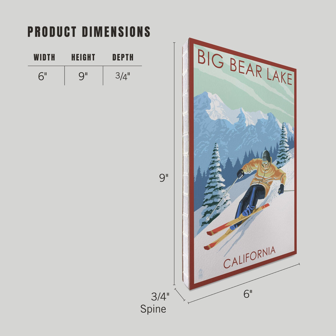 Lined 6x9 Journal, Big Bear Lake, California, Downhill Skier, Lay Flat, 193 Pages, FSC paper Home Lantern Press