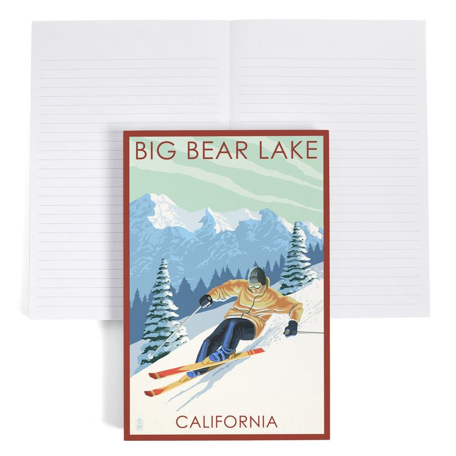 Lined 6x9 Journal, Big Bear Lake, California, Downhill Skier, Lay Flat, 193 Pages, FSC paper Home Lantern Press