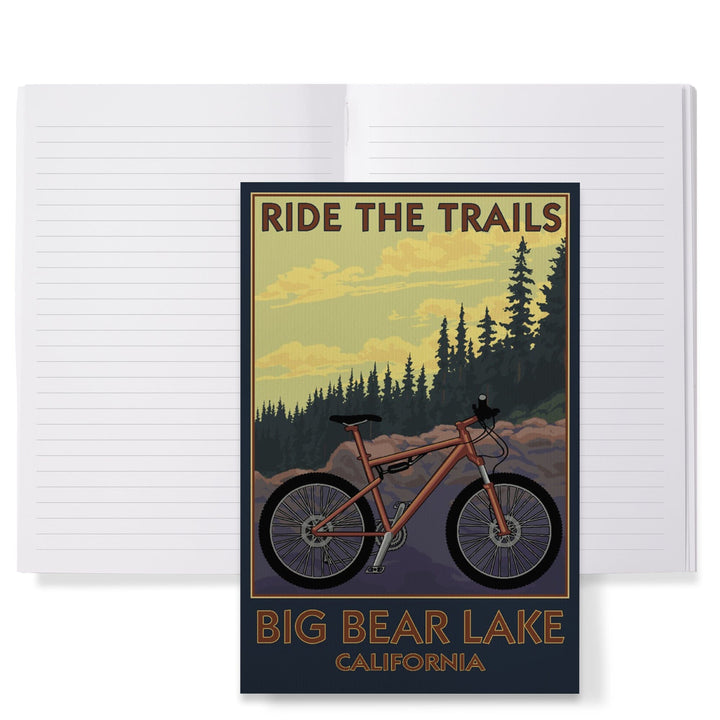 Lined 6x9 Journal, Big Bear Lake, California, Mountain Bike Scene, Lay Flat, 193 Pages, FSC paper Home Lantern Press