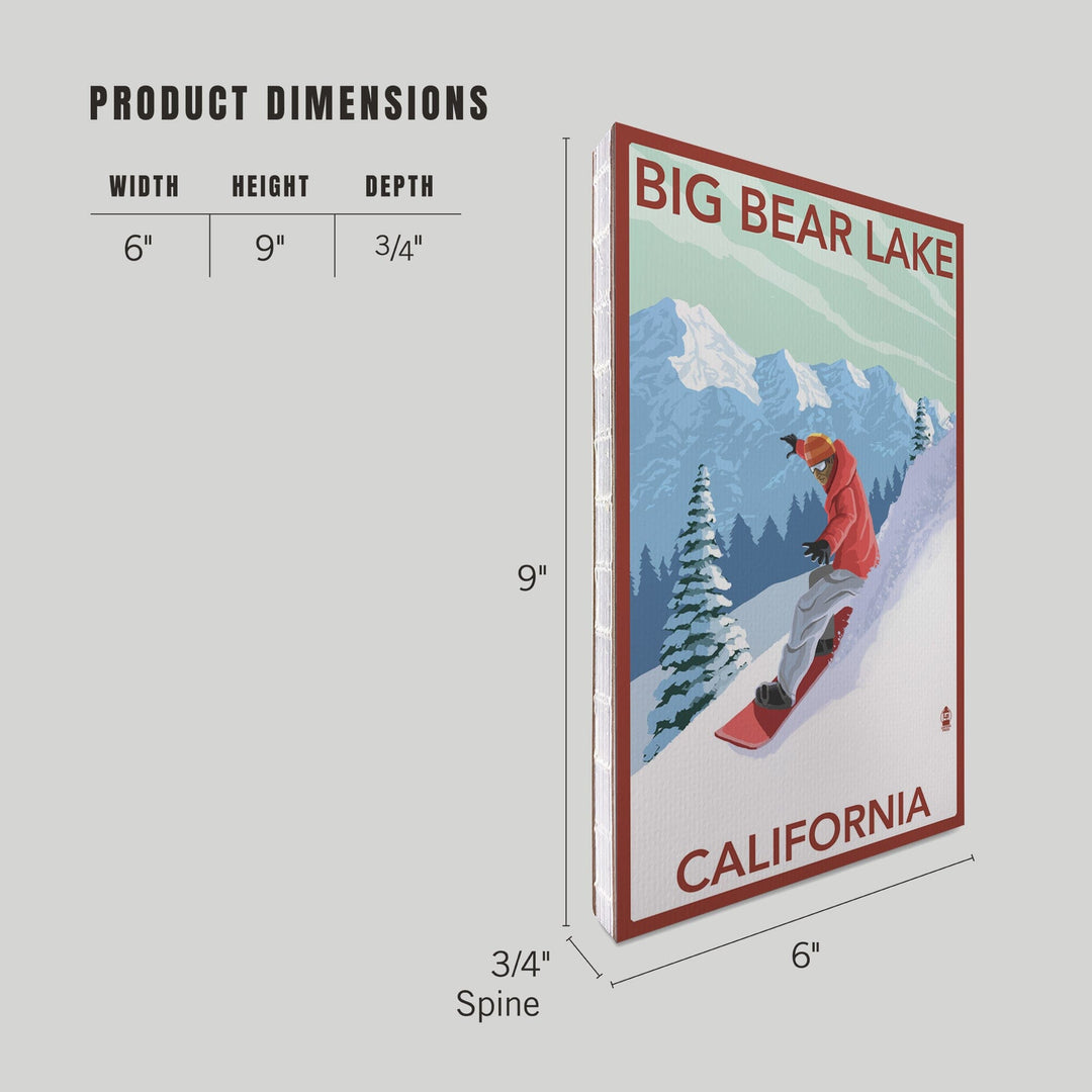 Lined 6x9 Journal, Big Bear Lake, California, Snowboarder, Lay Flat, 193 Pages, FSC paper Home Lantern Press