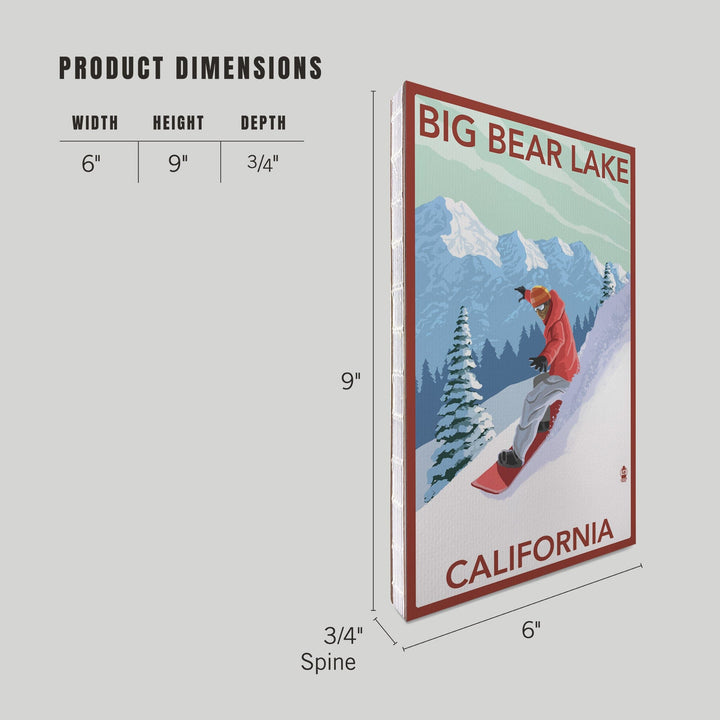 Lined 6x9 Journal, Big Bear Lake, California, Snowboarder, Lay Flat, 193 Pages, FSC paper Home Lantern Press