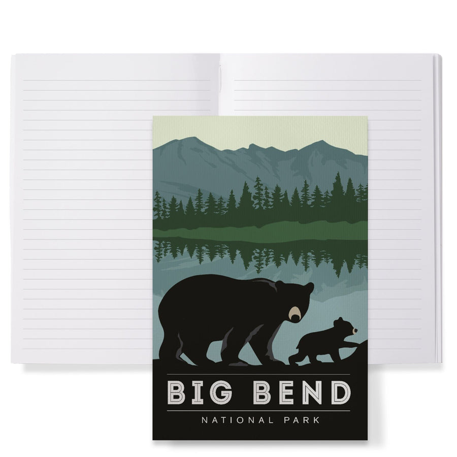 Lined 6x9 Journal, Big Bend National Park, Texas, Black Bear and Cub, Lay Flat, 193 Pages, FSC paper Home Lantern Press