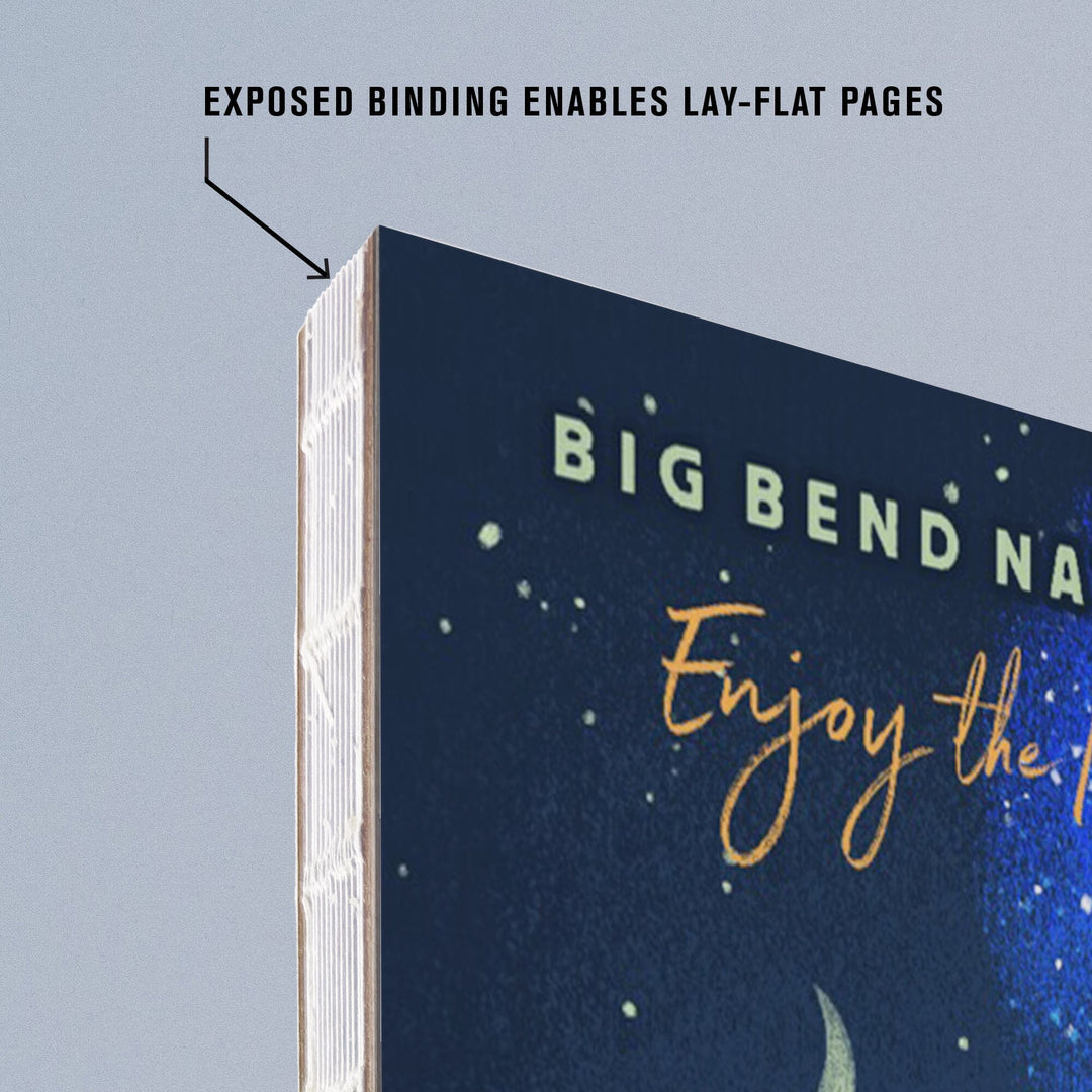 Lined 6x9 Journal, Big Bend National Park, Texas, Camping Scene, Tent and Night, Mid-Century Style, Lay Flat, 193 Pages, FSC paper Home Lantern Press