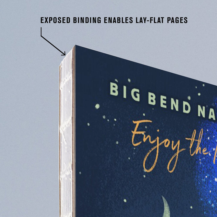 Lined 6x9 Journal, Big Bend National Park, Texas, Camping Scene, Tent and Night, Mid-Century Style, Lay Flat, 193 Pages, FSC paper Home Lantern Press