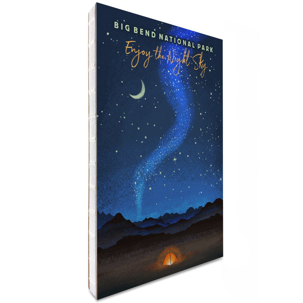 Lined 6x9 Journal, Big Bend National Park, Texas, Camping Scene, Tent and Night, Mid-Century Style, Lay Flat, 193 Pages, FSC paper Home Lantern Press