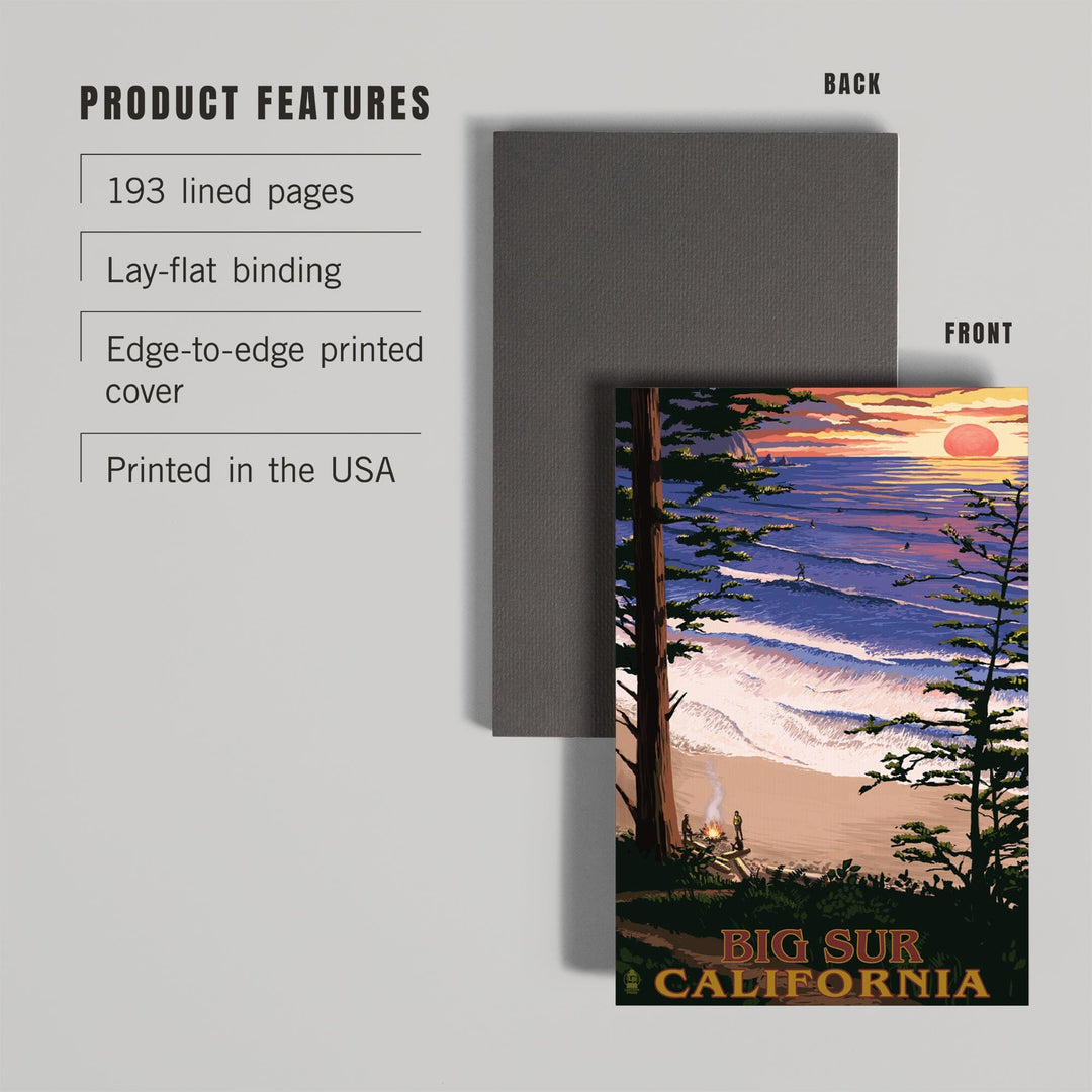 Lined 6x9 Journal, Big Sur, California, Surfing and Sunset, Lay Flat, 193 Pages, FSC paper Home Lantern Press
