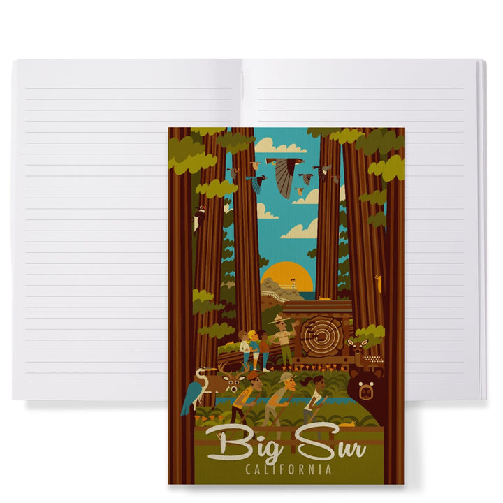 Lined 6x9 Journal, Big Sur, California, The Mountains are Calling, Geometric, Lay Flat, 193 Pages, FSC paper Home Lantern Press