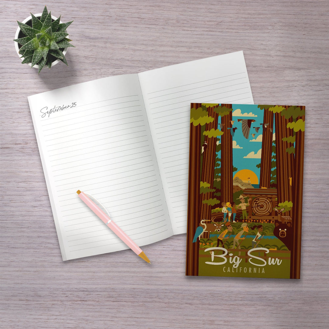 Lined 6x9 Journal, Big Sur, California, The Mountains are Calling, Geometric, Lay Flat, 193 Pages, FSC paper Home Lantern Press