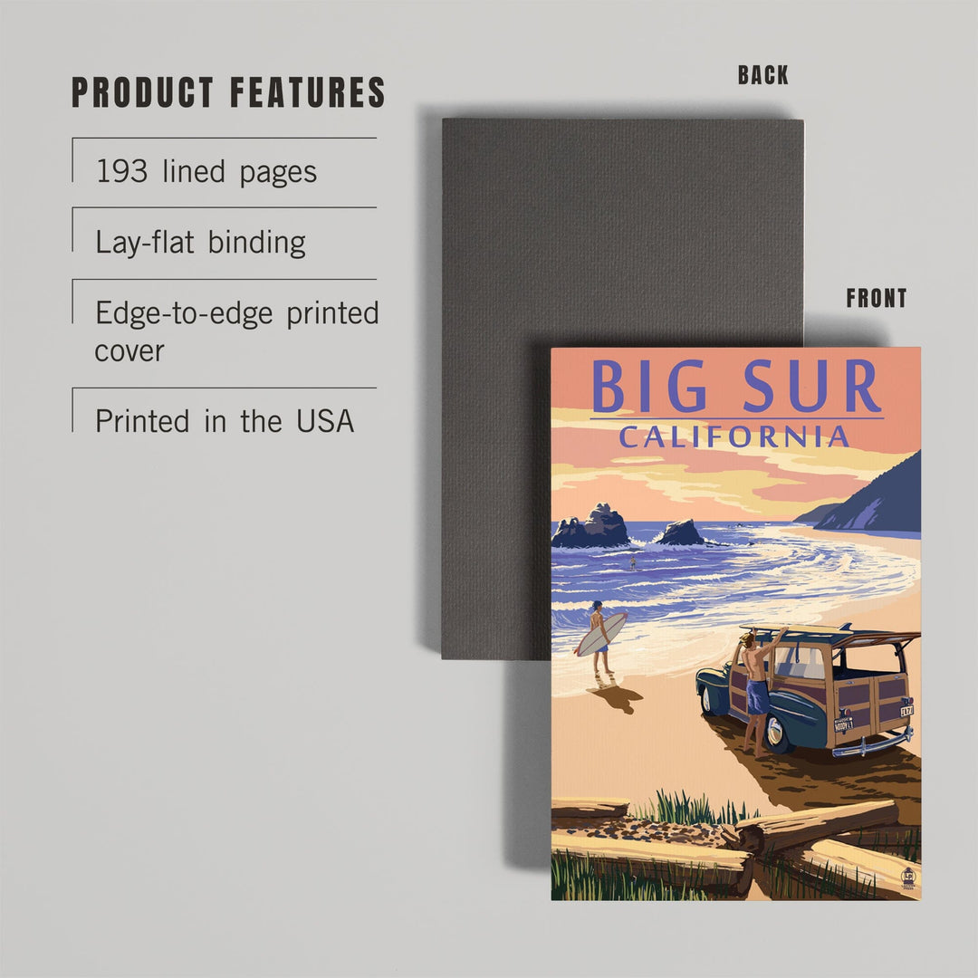 Lined 6x9 Journal, Big Sur, California, Woody on Beach, Lay Flat, 193 Pages, FSC paper Home Lantern Press