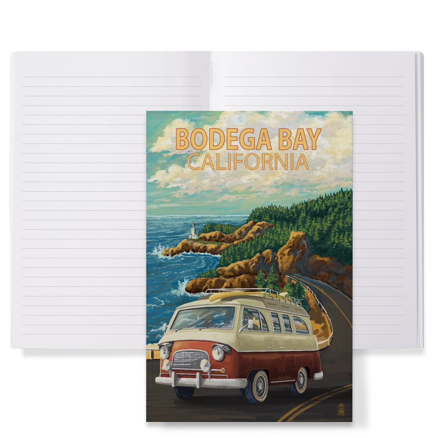 Lined 6x9 Journal, Bodega Bay, California, Camper Van, Lay Flat, 193 Pages, FSC paper Home Lantern Press